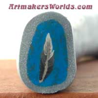 Clay cane Feather in turquoise