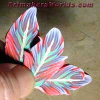 rainbow feather polymer clay cane