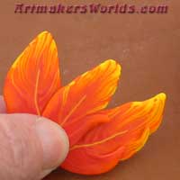 Hot flaming orange polymer clay feather cane