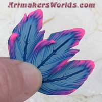 blue feather with hot pink edge