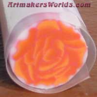 Orange Rose polymer clay cane