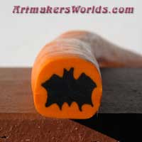 Clay cane Halloween bat