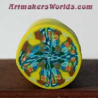 Clay cane Yellow and Blue scrap kaleidoscope