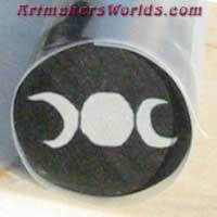 Clay cane Three moon wiccan